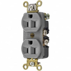 Hubbell Wiring Device-Kellems - 125V 15A NEMA 5-15R Industrial Grade Gray Straight Blade Duplex Receptacle - Caliber Tooling