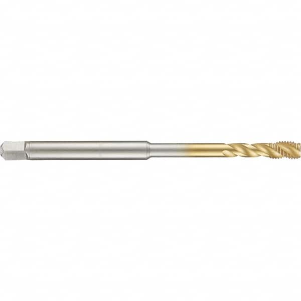 Guhring - 10-24 UNC 3 Flute 2B Modified Bottoming Spiral Flute Tap - High Speed Steel, TiN Finish, 4" OAL, Right Hand Flute, Right Hand Thread, H3/H4, Series 4283 - Caliber Tooling