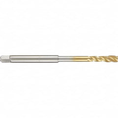 Guhring - 6-32 UNC 3 Flute 2B Modified Bottoming Spiral Flute Tap - High Speed Steel, TiN Finish, 4" OAL, Right Hand Flute, Right Hand Thread, H3/H4, Series 4283 - Caliber Tooling