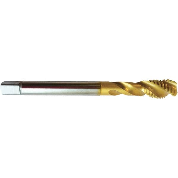 Guhring - 5-40 UNC 3 Flute 2BX Modified Bottoming Spiral Flute Tap - High Speed Steel, TiN Finish, 2.2047" OAL, Right Hand Flute, Right Hand Thread, H3/H4, Series 4392 - Caliber Tooling