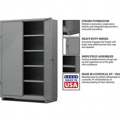 Strong Hold - 4 Shelf Locking Storage Cabinet - Steel, 48" Wide x 24" Deep x 75" High, Medium Gray - Caliber Tooling