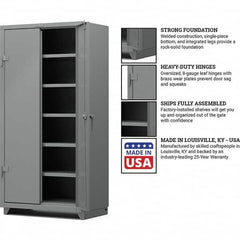 Strong Hold - 5 Shelf Locking Storage Cabinet - Steel, 36" Wide x 24" Deep x 75" High, Medium Gray - Caliber Tooling