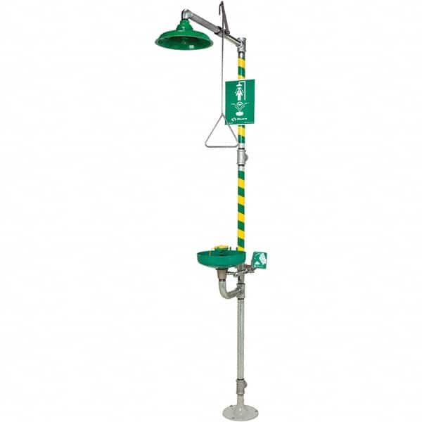 Haws - 23.7 GPM shower Flow, Drench shower, Eye & Face Wash Station - Bowl with Hinged Dust Cover, Triangular Pull Rod & Push Flag Activated, Galvanized Steel Pipe, Plastic Shower Head, Inverted Flow - Caliber Tooling