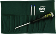 4 Piece - ESD Safe Interchangeable Blade Set Includes ESD Safe Handle - #10891 - Slotted 3; 4; 6 and Phillips #0; 1 & 2 Blades in Canvas Pouch - Caliber Tooling