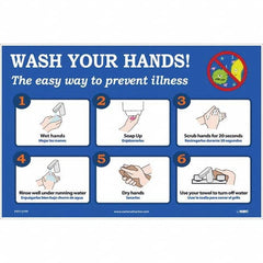 NMC - 1 5-Piece "Wash Your Hands! - The Easy Way to Prevent Illness", 18" Wide x 12" High, Paper Safety Sign - Caliber Tooling