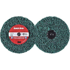 3M - 4" Extra Coarse Grade Aluminum Oxide Deburring Disc - 1" Center Hole, Quick Change Connection, Green, 8,000 Max RPM - Caliber Tooling