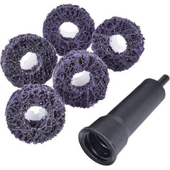 3M - 4" Extra Coarse Grade Silicon Carbide Deburring Disc - 5/8" Center Hole, Quick Change Connection, Purple, 20,000 Max RPM - Caliber Tooling