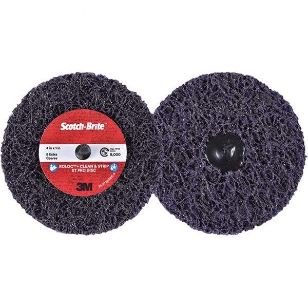 3M - 4" Extra Coarse Grade Silicon Carbide Deburring Disc - 1" Center Hole, Quick Change Connection, Purple, 8,000 Max RPM - Caliber Tooling