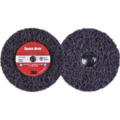 3M - 4" Extra Coarse Grade Silicon Carbide Deburring Disc - 1/2" Center Hole, Quick Change Connection, Purple, 12,000 Max RPM - Caliber Tooling