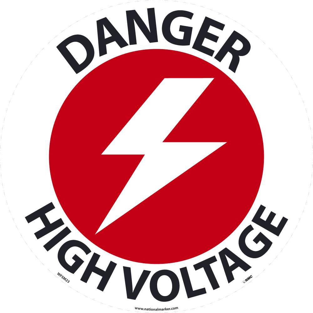 NMC - Adhesive Backed Floor Signs; Message Type: Accident Prevention ; Graphic Type: Arc Flash ; Message or Graphic: Message & Graphic ; Legend: Danger High Voltage ; Color: Red; Black; White ; Special Color Properties: No Special Properties - Exact Industrial Supply