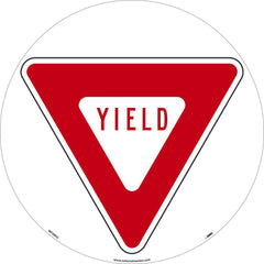 NMC - Adhesive Backed Floor Signs; Message Type: Restroom, Janitorial & Housekeeping ; Graphic Type: Yield Symbol ; Message or Graphic: Message & Graphic ; Legend: Yield ; Color: Red; White ; Special Color Properties: No Special Properties - Exact Industrial Supply