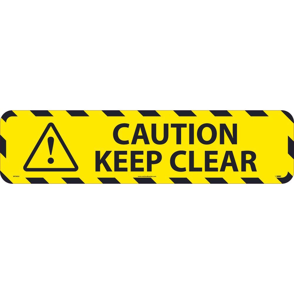 NMC - Adhesive Backed Floor Signs; Message Type: Accident Prevention ; Graphic Type: Caution Header ; Message or Graphic: Message & Graphic ; Legend: Caution Keep Clear ; Color: Black; Yellow ; Special Color Properties: No Special Properties - Exact Industrial Supply