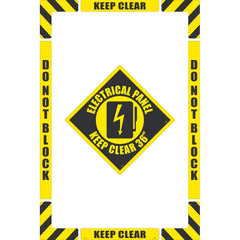 NMC - Adhesive Backed Floor Signs; Message Type: Accident Prevention ; Graphic Type: Arc Flash ; Message or Graphic: Message & Graphic ; Legend: Electrical Panel Keep Clear 36" ; Color: Black; Yellow ; Special Color Properties: No Special Properties - Exact Industrial Supply