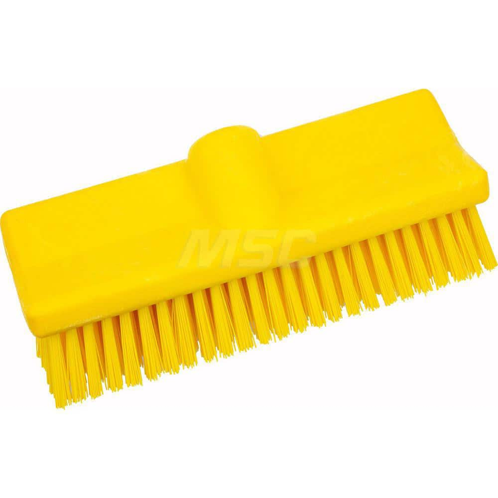 Scrub & Scouring Brushes; Type: Deck Scrub Brush; Scrub Brush; Bristle Material: Polypropylene; Brush Width: 4.5; Resistance Features: Oil Resistant; Water Resistant; Block/Handle Material: Polypropylene; Color: Yellow; Bristle Type: Medium; Brush Area Wi