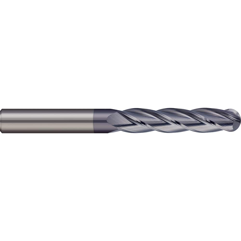 Ball End Mill: 0.3937″ Dia, 1.4961″ LOC, 2 Flute, Solid Carbide 100 mm OAL, 10 mm Shank Dia, 30 ° Helix, AlTiN Coated, Single End