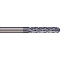 Ball End Mill: 0.3937″ Dia, 1.4961″ LOC, 2 Flute, Solid Carbide 100 mm OAL, 10 mm Shank Dia, 30 ° Helix, AlTiN Coated, Single End