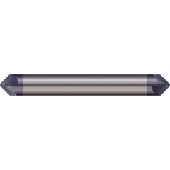 Micro 100 - 1/8" Diam 60°/120° 3-Flute Double End Solid Carbide Chamfer Mill - Exact Industrial Supply