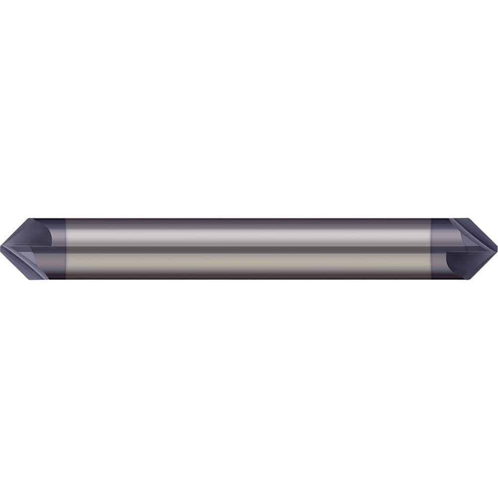 Micro 100 - 1/4" Diam 120°/60° 6-Flute Double End Solid Carbide Chamfer Mill - Exact Industrial Supply