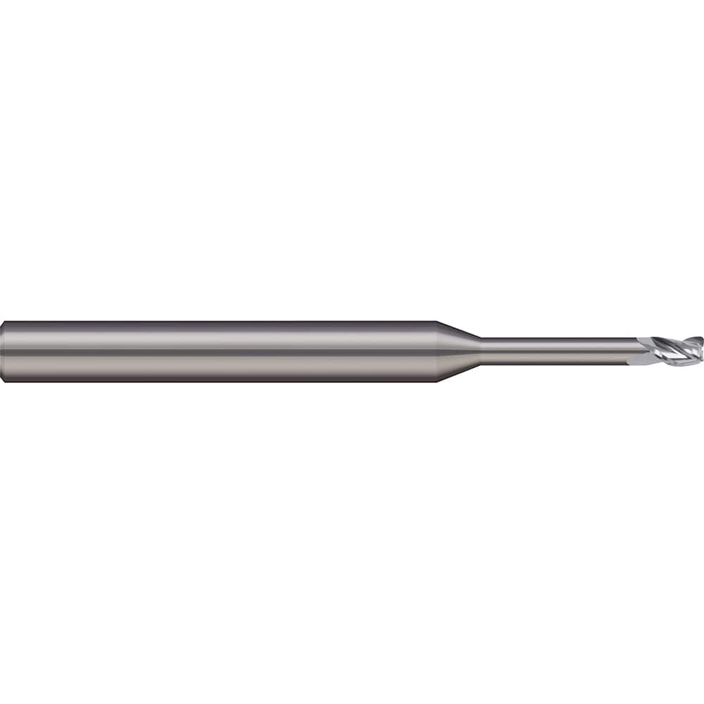 Corner Radius End Mill: 0.09″ Dia, 1/8″ LOC, 0.005″ Radius, 2 Flutes, Solid Carbide 1-1/2″ OAL, 1/8″ Shank Dia, 20 ° Helix, Bright/Uncoated, Corner Radius End