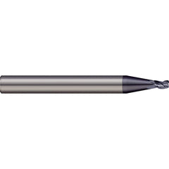 Corner Radius End Mill: 0.06″ Dia, 0.09″ LOC, 0.005″ Radius, 3 Flutes, Solid Carbide 1-1/2″ OAL, 1/8″ Shank Dia, 20 ° Helix, nACRo Coated, Corner Radius End