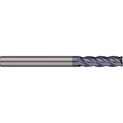 Corner Radius End Mill: 1/4″ Dia, 1-1/8″ LOC, 0.02″ Radius, 5 Flutes, Solid Carbide 3″ OAL, 1/4″ Shank Dia, 38 ° Helix, nACRo Coated, Corner Radius End