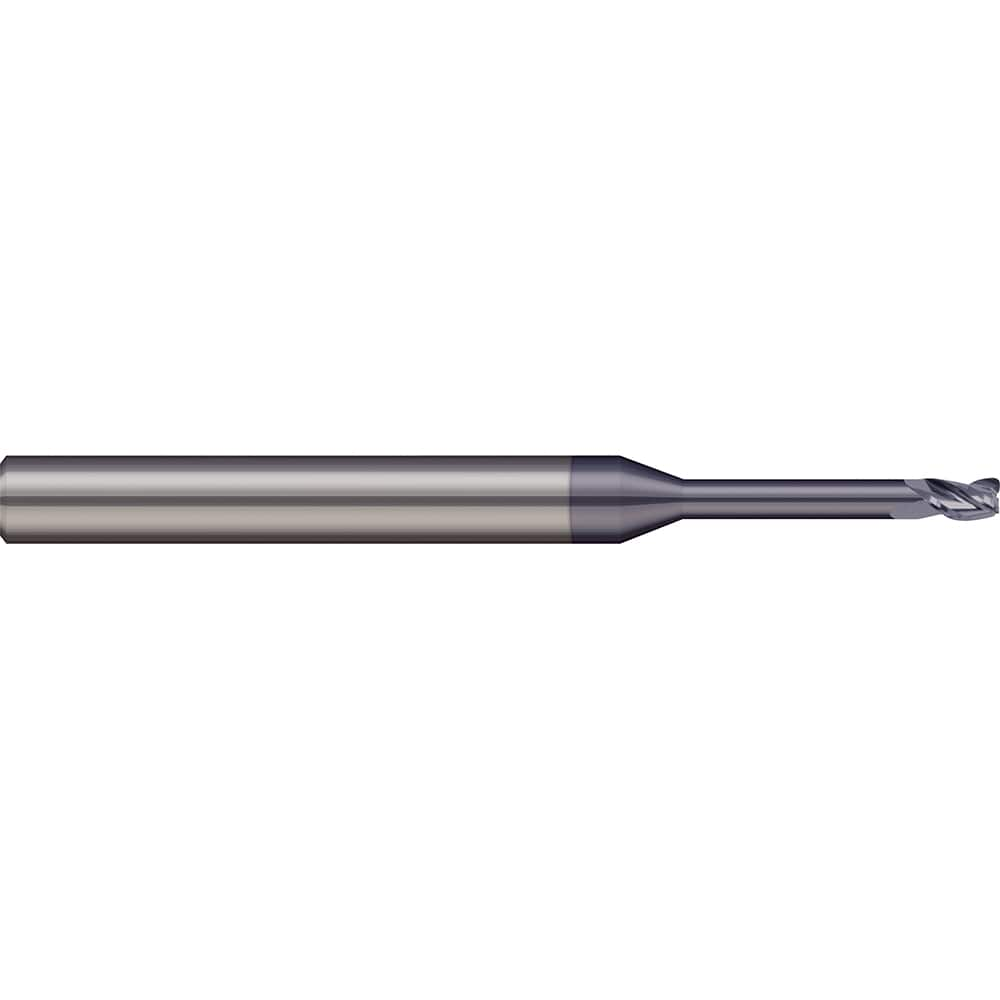 Corner Radius End Mill: 0.0787″ Dia, 0.0984″ LOC, 2 Flutes, Solid Carbide 20 ° Helix, nACRo Coated, Corner Radius End