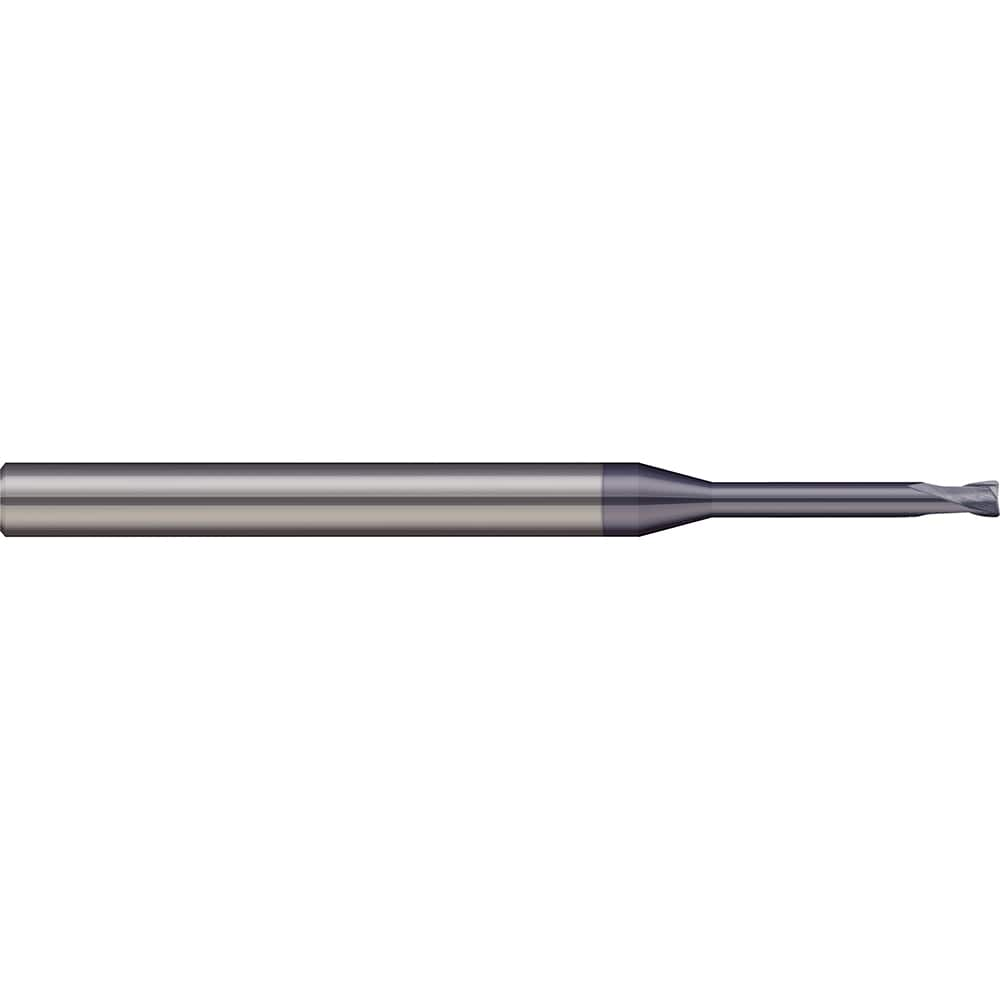 Corner Radius End Mill: 0.0315″ Dia, 0.0315″ LOC, 2 Flutes, Solid Carbide 30 ° Helix, AlTiN Coated, Corner Radius End