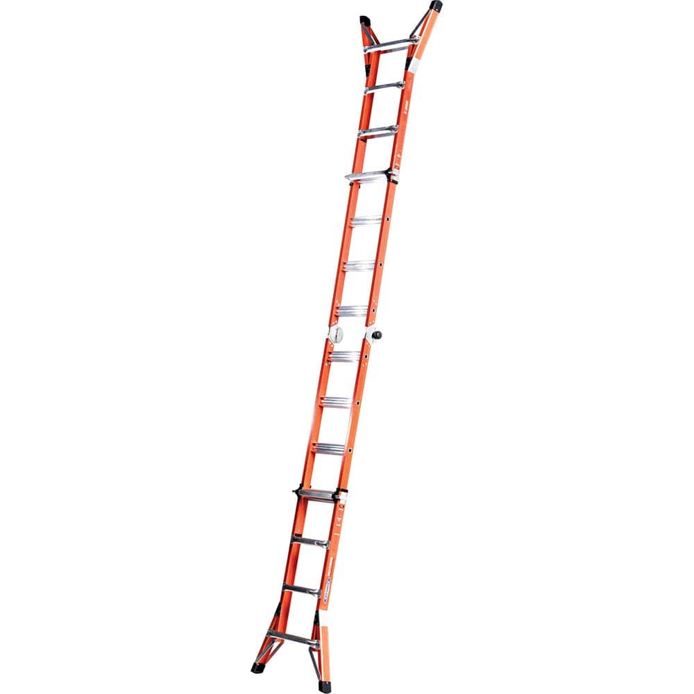 Werner - Step Ladders; Type: Multi-Position ; Height (Feet): 17 ; Industry Rating: Type IA ; Load Capacity (Lb.): 300.000 ; Material: Fiberglass ; Number of Steps / Rungs: 16 - Exact Industrial Supply