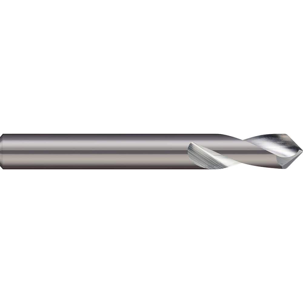 Micro 100 - 5/8" Body Diam, 90°, 2-1/2" OAL, 2-Flute Solid Carbide Spotting Drill - Exact Industrial Supply