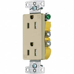 Hubbell Wiring Device-Kellems - 125V 15A NEMA 5-15R Residential Grade Ivory Straight Blade Duplex Receptacle - Caliber Tooling