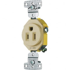 Hubbell Wiring Device-Kellems - 125V 15A NEMA 5-15R Residential Grade Ivory Straight Blade Single Receptacle - Caliber Tooling