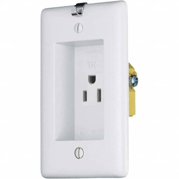 Hubbell Wiring Device-Kellems - 125V 15A NEMA 5-15R Residential Grade White Straight Blade Single Receptacle - Caliber Tooling