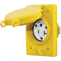 Hubbell Wiring Device-Kellems - 125V 20A NEMA 5-20R Industrial Grade Yellow Straight Blade Single Receptacle - Caliber Tooling