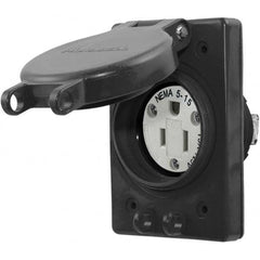 Hubbell Wiring Device-Kellems - 125V 15A NEMA 5-15R Industrial Grade Black Straight Blade Single Receptacle - Caliber Tooling