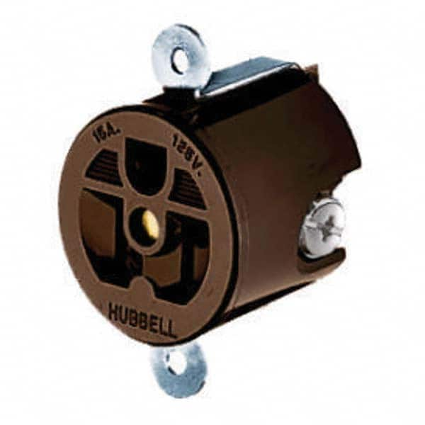 Hubbell Wiring Device-Kellems - 125V 15A NEMA 5-15R Industrial Grade Brown Straight Blade Single Receptacle - Caliber Tooling