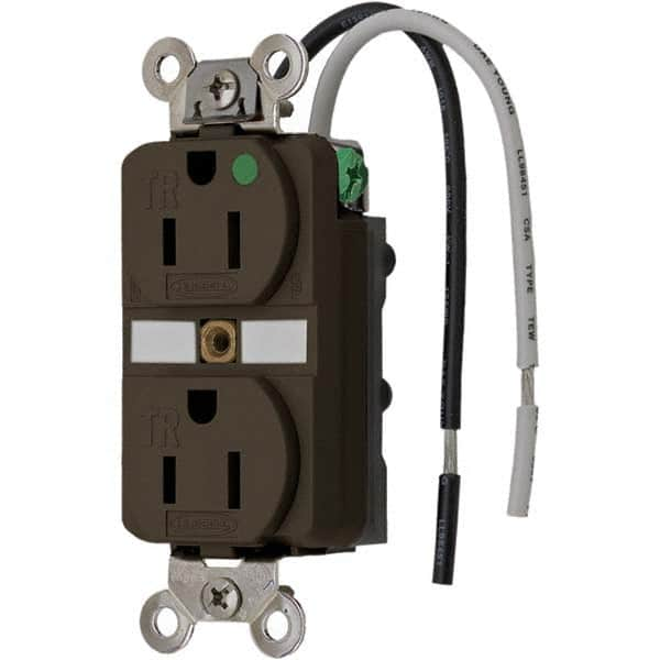 Hubbell Wiring Device-Kellems - 125V 15A NEMA 5-15R Hospital Grade Brown Straight Blade Duplex Receptacle - Caliber Tooling