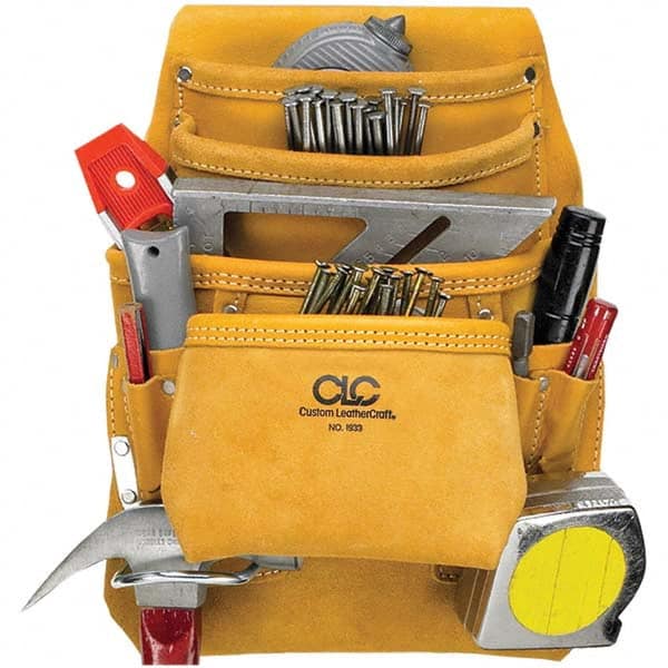 CLC - Tool Pouches & Holsters; Holder Type: Tool Bag ; Tool Type: General Purpose ; Material: Leather ; Color: Tan ; Number of Pockets: 10 ; Depth (Inch): 4 - Exact Industrial Supply