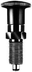 KIPP - 3/8-24, 15mm Thread Length, 5mm Plunger Diam, Lockout Knob Handle Indexing Plunger - Plunger Style C, 17mm Body Length, 47mm OAL, Steel - Caliber Tooling