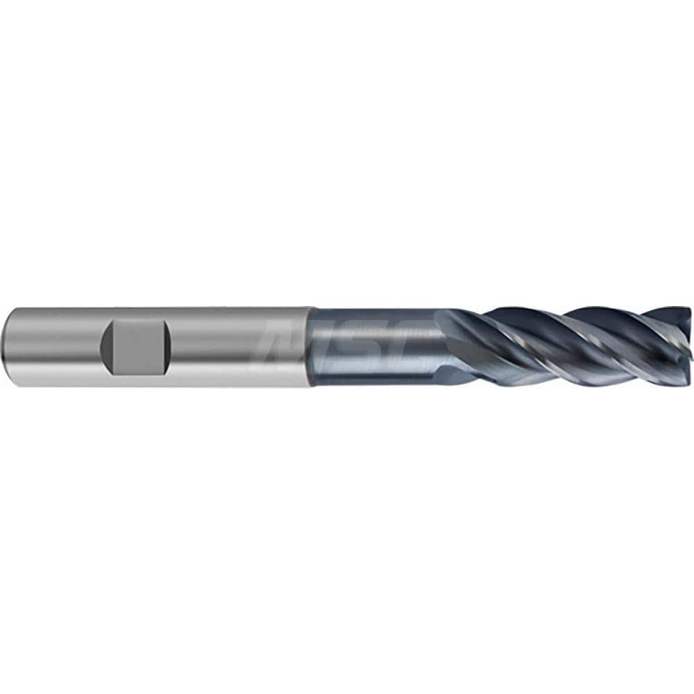 Square End Mill: 14mm LOC, 4mm Shank Dia, 65mm OAL, 4 Flutes, Solid Carbide Single End, AlCrN Finish, Helical Flute, Variable Helix, Centercutting, RH Cut, RH Flute, Series 6481