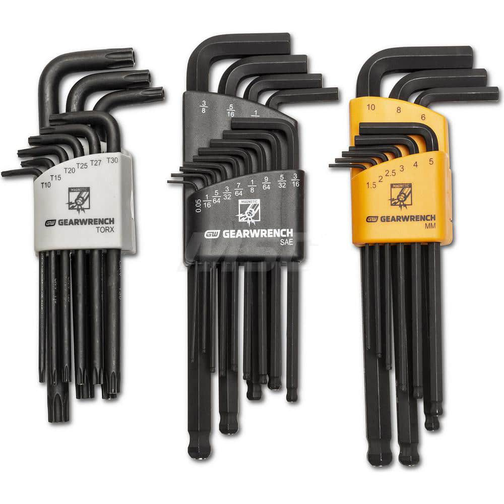 Hex Key Sets; Tool Type: Hex; Handle Type: L-Handle; Measurement Type: SAE; Torx; Metric; Hex Size Range (Inch): 0.050 - 3/8; Hex Size Range (mm): 1.5 - 10; Torx Size Range: T10 - T55