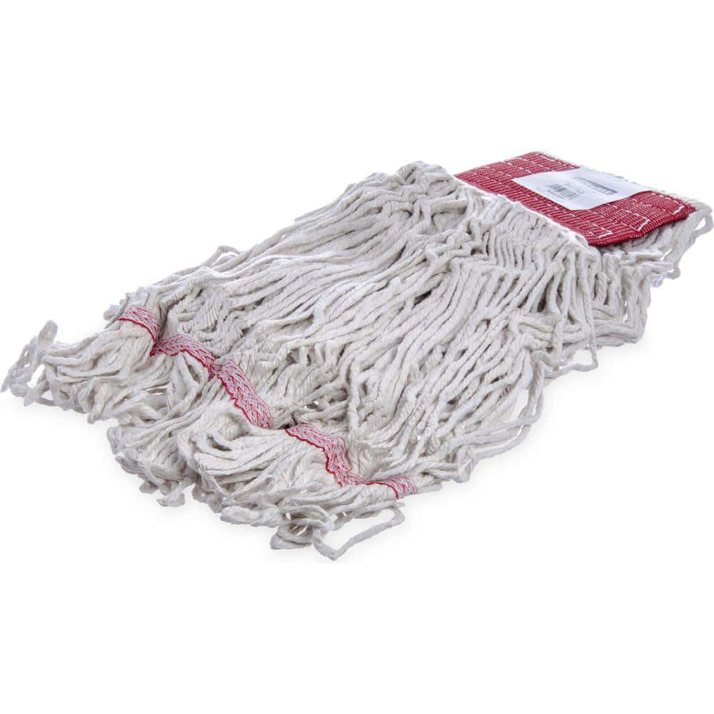 Wet Mop Loop: Clamp Jaw, Large, White Mop, Cotton Red Headband, 4