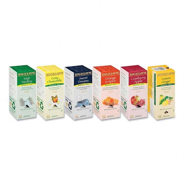 Bigelow - Coffee, Tea & Accessories Breakroom Accessory Type: Tea Bags Breakroom Accessory Description: Assorted Tea Packs, Six Flavors, 28/Box, 168/Carton - Caliber Tooling