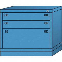 Lyon - 3 Drawer, Standard Desk Height - Multiple Drawer Access Cabinet - Steel, 30" Wide x 28-1/4" Deep x 26-7/8" High, Wedgewood Blue - Caliber Tooling