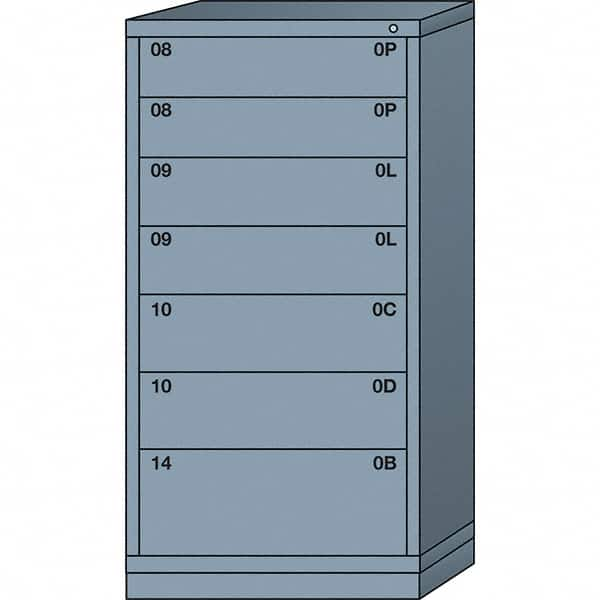 Lyon - 7 Drawer, Standard Eye-Level - Multiple Drawer Access Cabinet - Steel, 30" Wide x 28-1/4" Deep x 59-1/4" High, Dove Gray - Caliber Tooling