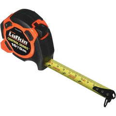 Lufkin - 16' x 3/4" Yellow Steel Blade Tape Measure - 1/8" Graduation, Inch/Metric Graduation Style, Orange/Black ABS Plastic Case - Caliber Tooling