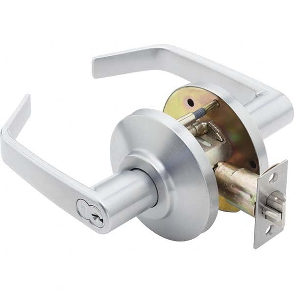 Classroom Lever Lockset for 1-3/8 to 2″ Thick Doors 6 or 7 Pin Length Best & Compatible (Core Not Included), 2-3/8″ Backset, Satin Chrome Finish