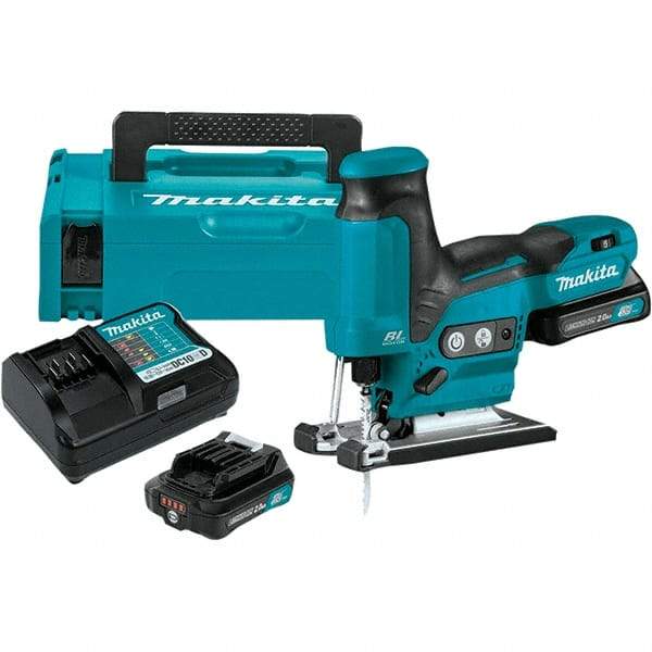 Makita - 12 Volt, 3,000 SPM, 7/8" Stroke Length, Lithium-Ion Cordless Jigsaw - 90° Cutting Angle, Series 12V MAX Battery Included - Caliber Tooling