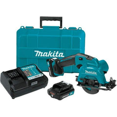 Makita - 12 Volt, 3-3/8" Blade, Cordless Circular Saw - 1,500 RPM, 2 Lithium-Ion Batteries Included - Caliber Tooling