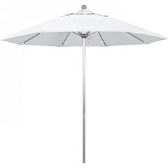 California Umbrella - Patio Umbrellas; Umbrella Diameter (Inch): 108 ; Height (Feet): 8.583 ; Fabric Color: White ; Base Included: No ; Frame Material: Aluminum ; Frame Color: Silver - Exact Industrial Supply