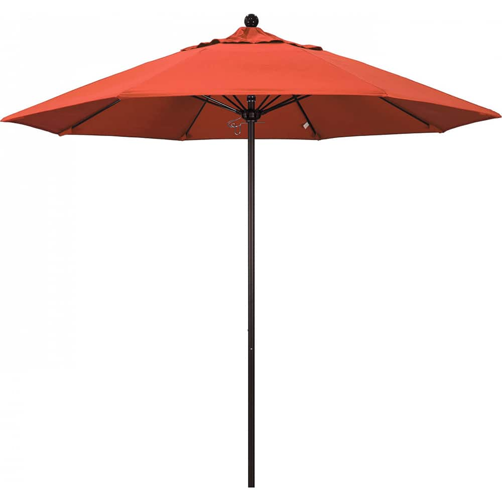 California Umbrella - Patio Umbrellas; Umbrella Diameter (Inch): 108 ; Height (Feet): 8.583 ; Fabric Color: Sunset ; Base Included: No ; Frame Material: Aluminum ; Frame Color: Bronze - Exact Industrial Supply